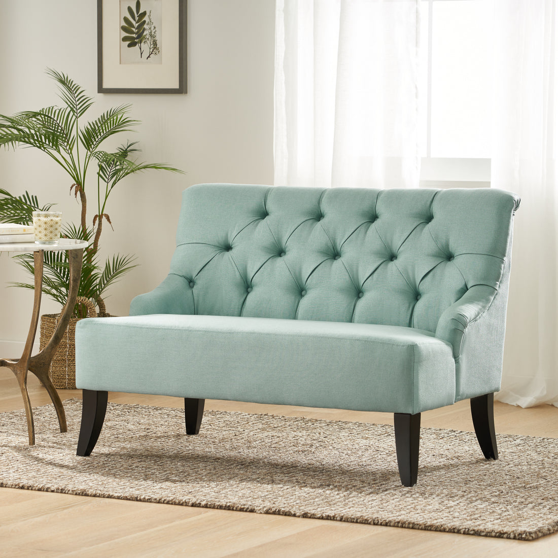 Nicole Kd Settee Light Blue Fabric