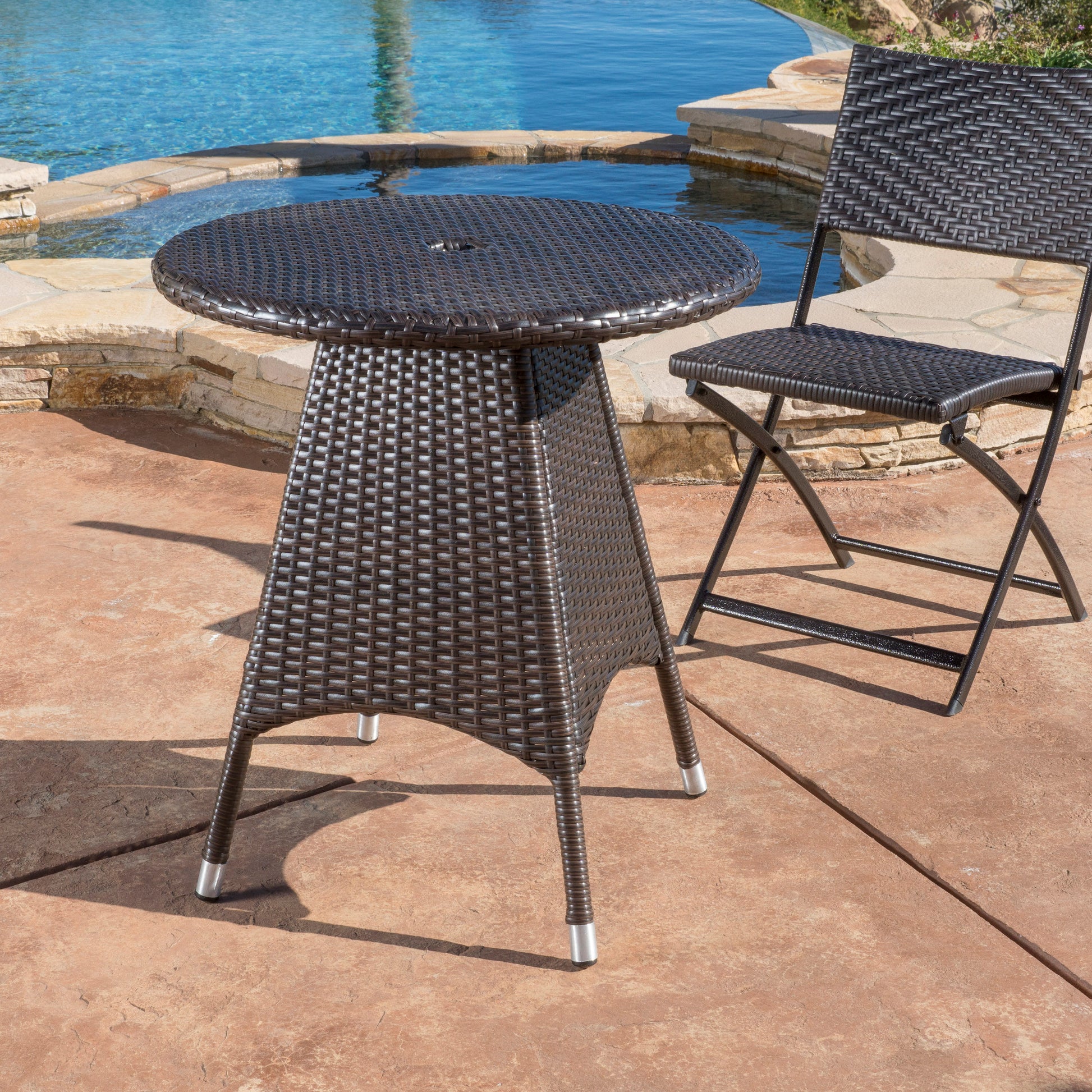 Corsica Rd Bistro Table Brown Multi Pe Rattan Iron