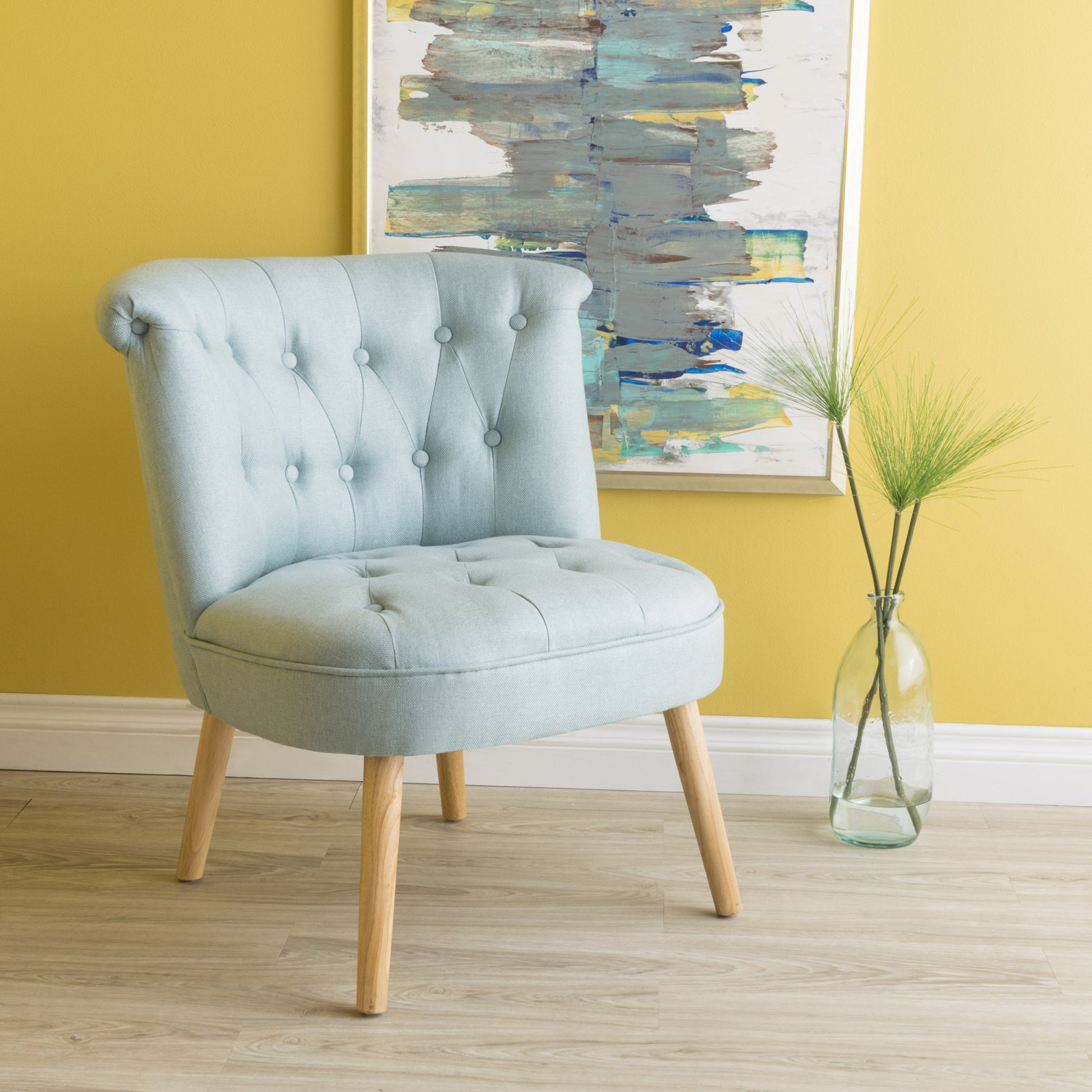 Bordeaux Tuft Chair Light Blue Fabric