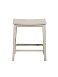 Farmhouse 5 Pack Counter Dining Set Plank Effect Top, Shaped Counter Stool Seat Compact And Functional Perfect For Apartments Or Smaller Homes Ivory Wood