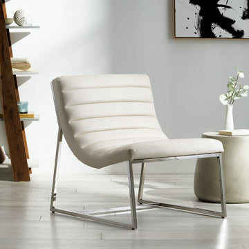 Wilmouth Roll Occassional Chair White Metal & Wood