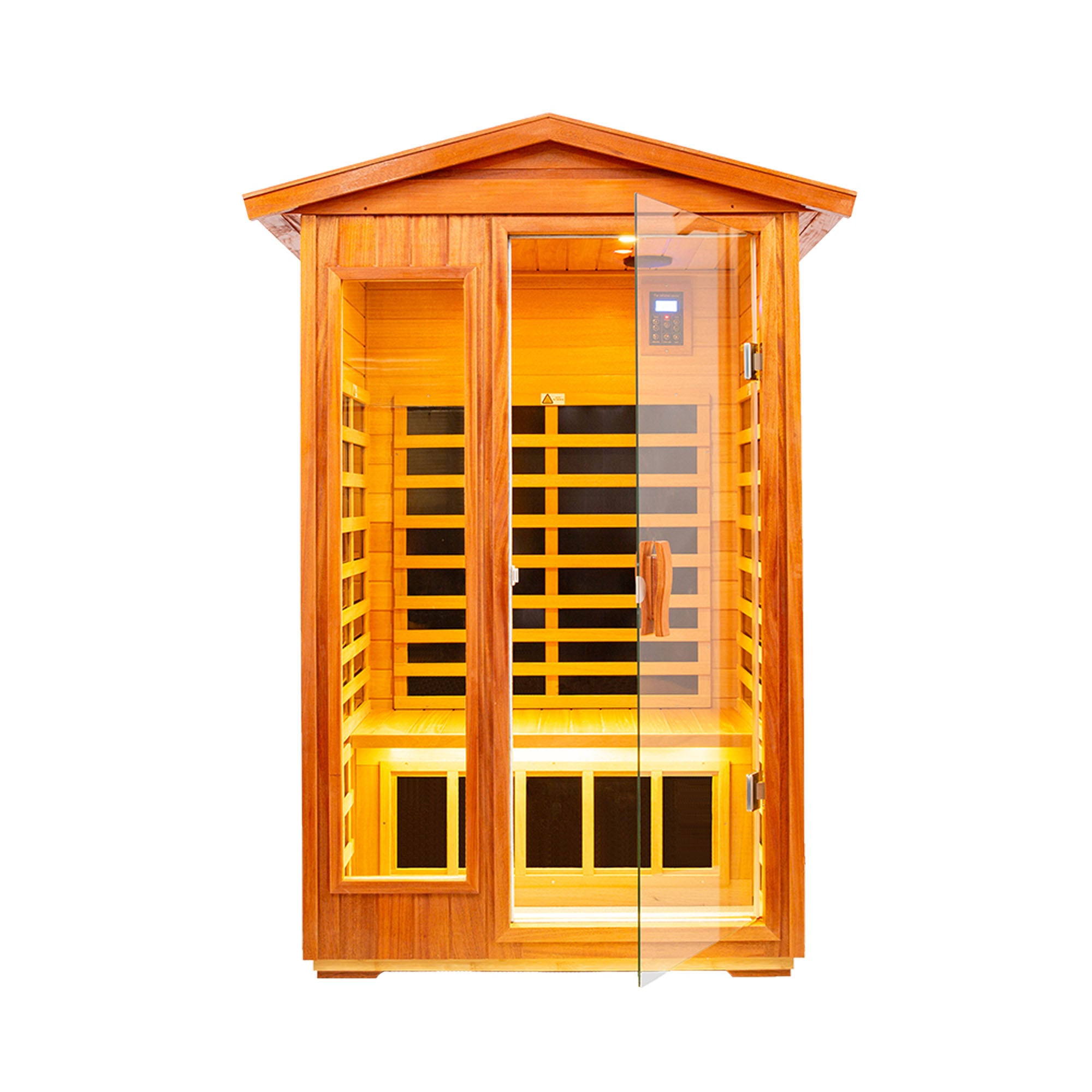 Two Person Outdoor Kaya Wood Far Infrared Sauna Room Natural Wood Metal & Wood