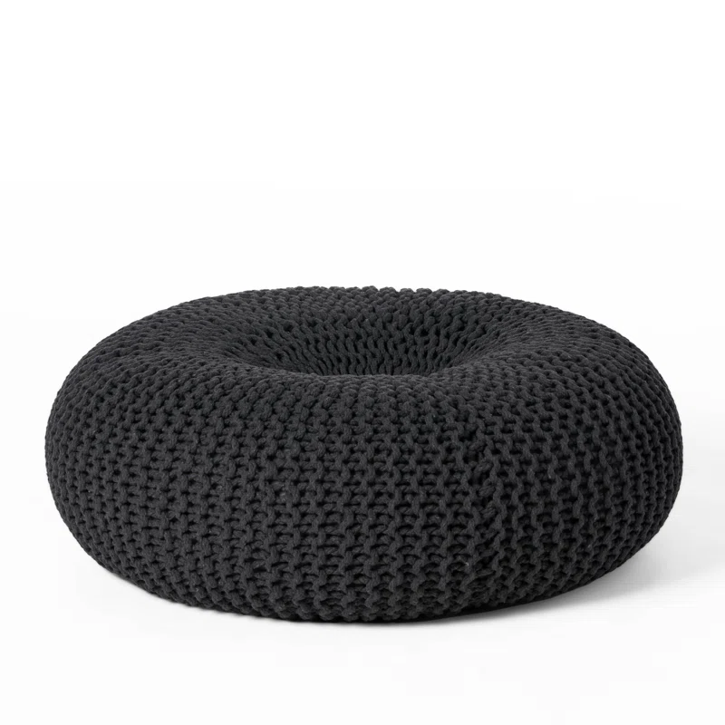 Knited Pouf Dark Grey Cotton