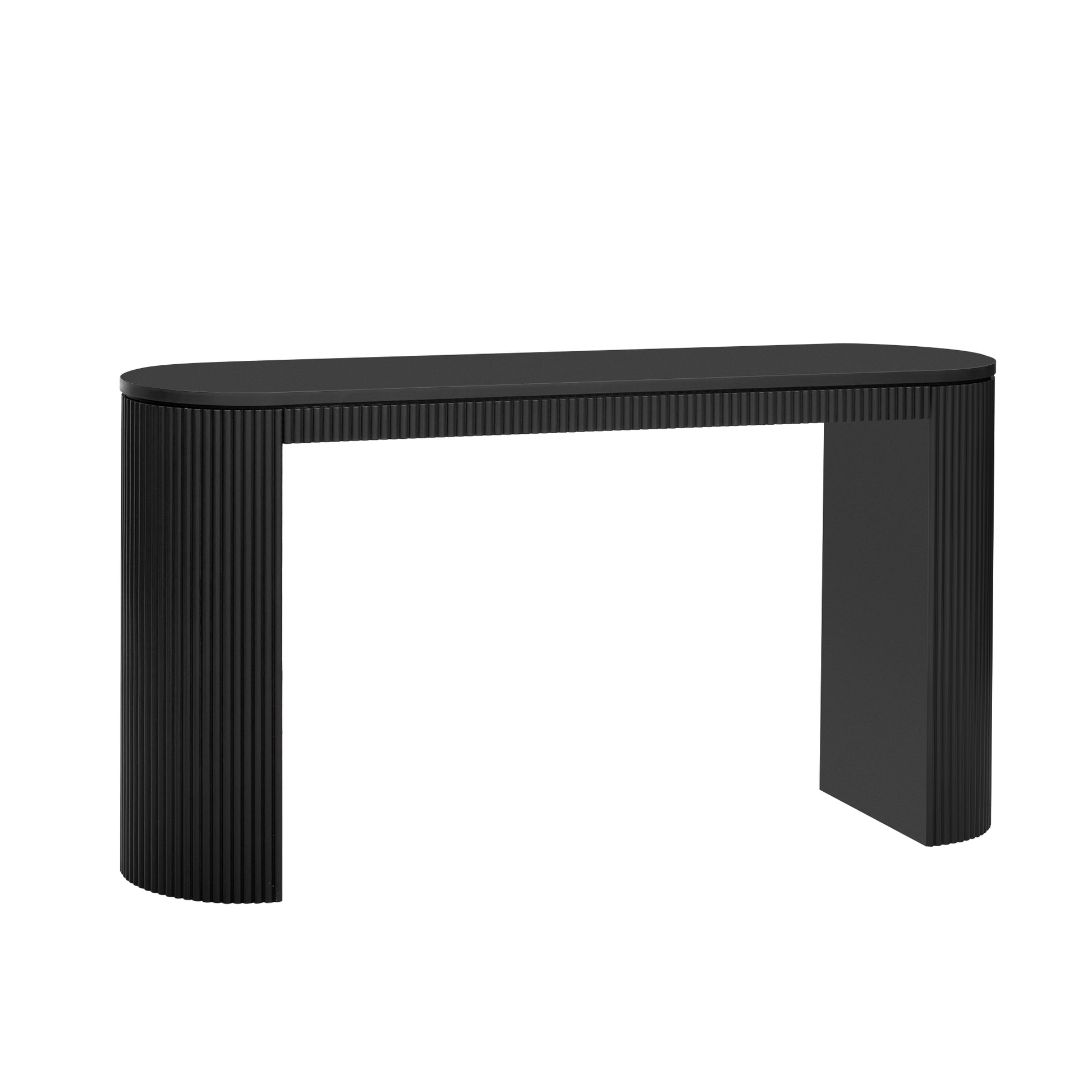 Curved Design Console Table With Unique Vertical Stripe Design ,Suitable For Living Room,Study And Entrance Black Mdf