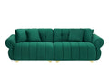 89 Inch Spring Wrapped Cushions, 3 Flannelette Sofas, Stylish Metal Feet And 4 Throw Pillows Make For A Modern Living Room Bedroom Green Velvet 3 Seat