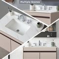 37 Inch Marble Vanity Top, White Vanity Top With Pre Drilled Faucet Holes, Bathroom Vanity Top With Undermount Rectangular Middle Sink And 4