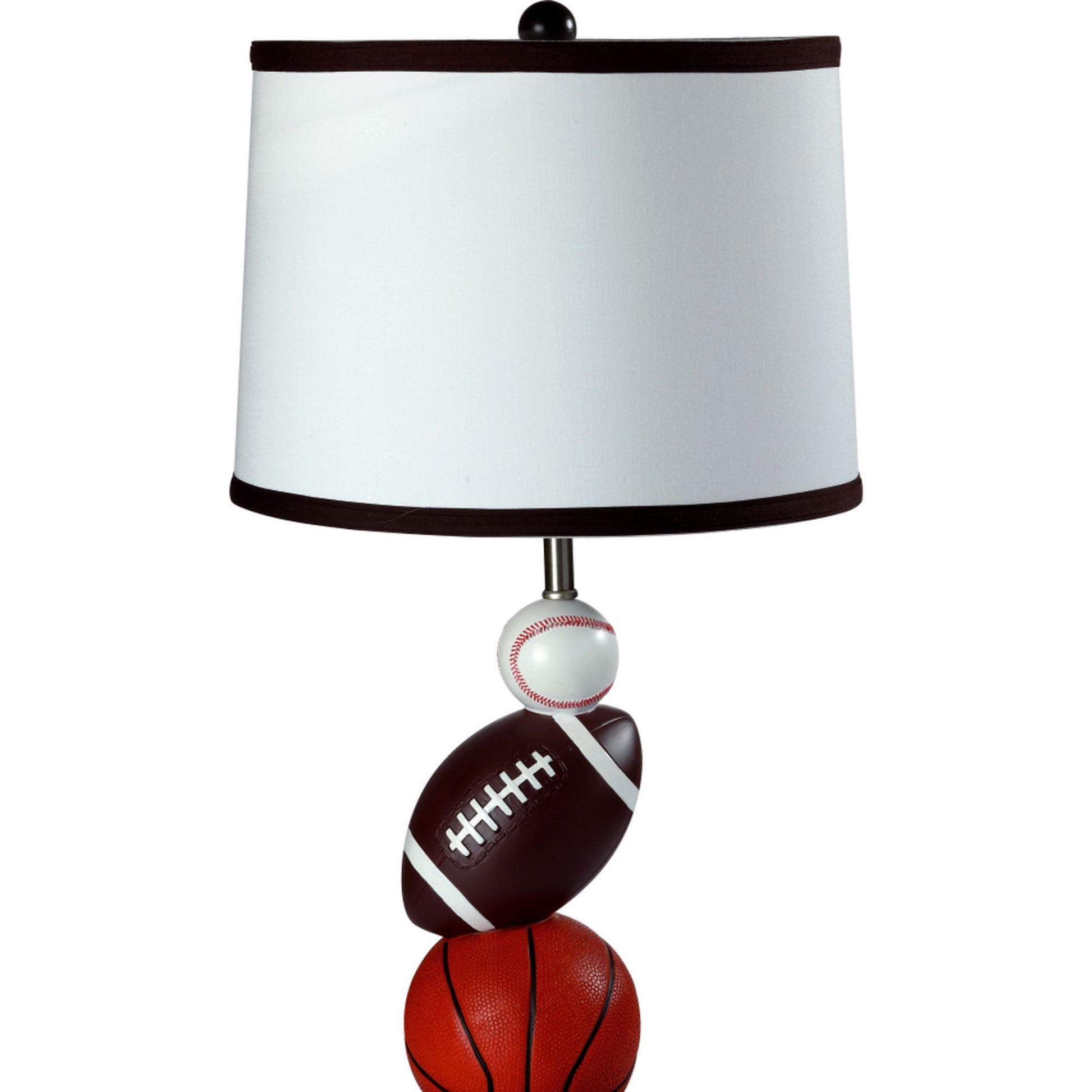 25" Tall Polyresin Table Lamp, Multi Sport Design, White Linen Shade Multicolor Polyresin