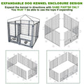 Outdoor Dog Kennel 4.5' X 4.5' X 4.8' With Waterproof Heavy Duty Metal Dog Cage,Outside Dog Enclosure With Lockable Door With Roof & Rotating Feeding Door,2 Bowl Holders And Bowls For Small Medium Dog Grey Outdoor Kennel Metal