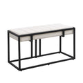 Modern Faux Marble 6 Piece Dining Table Set,60Inch Metal Kitchen Table Set With Upholstered Dining Chairs And Bench, Black Metal Dining Room Bench Seating Rectangular Dining Table With Chair And Bench Metal Wood Black Seats 6 60 Inches Farmhouse Trestle
