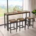 Long Dining Table Set With 3 Stools, Easy Assembly, Natural Same Sku:W75753848 Natural Mdf Metal