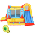 Outsunny Kids Inflatable Water Slide, 4 In 1 Bounce House Jumping Castle With 2 Slides, Climbing Wall, Trampoline, & Water Pool Area, Air Blower Colorful Oxford Fabric