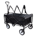 Collapsible Foldable Wagon Cart With Strapping System Beach Wagon Utility Cart Utility Wagon Grocery Cart For For Camping Shopping Sports Gardeing Fishing Supports 360Lbs All Terrain Wheels Black