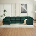 Modern U Shaped 6 Seat Sectional Sofa Couch With One Ottoman And Three Toss Pillows ,Modular Sofa For Living Room,Corduroy Sofa Green Corduroy 7 Seat