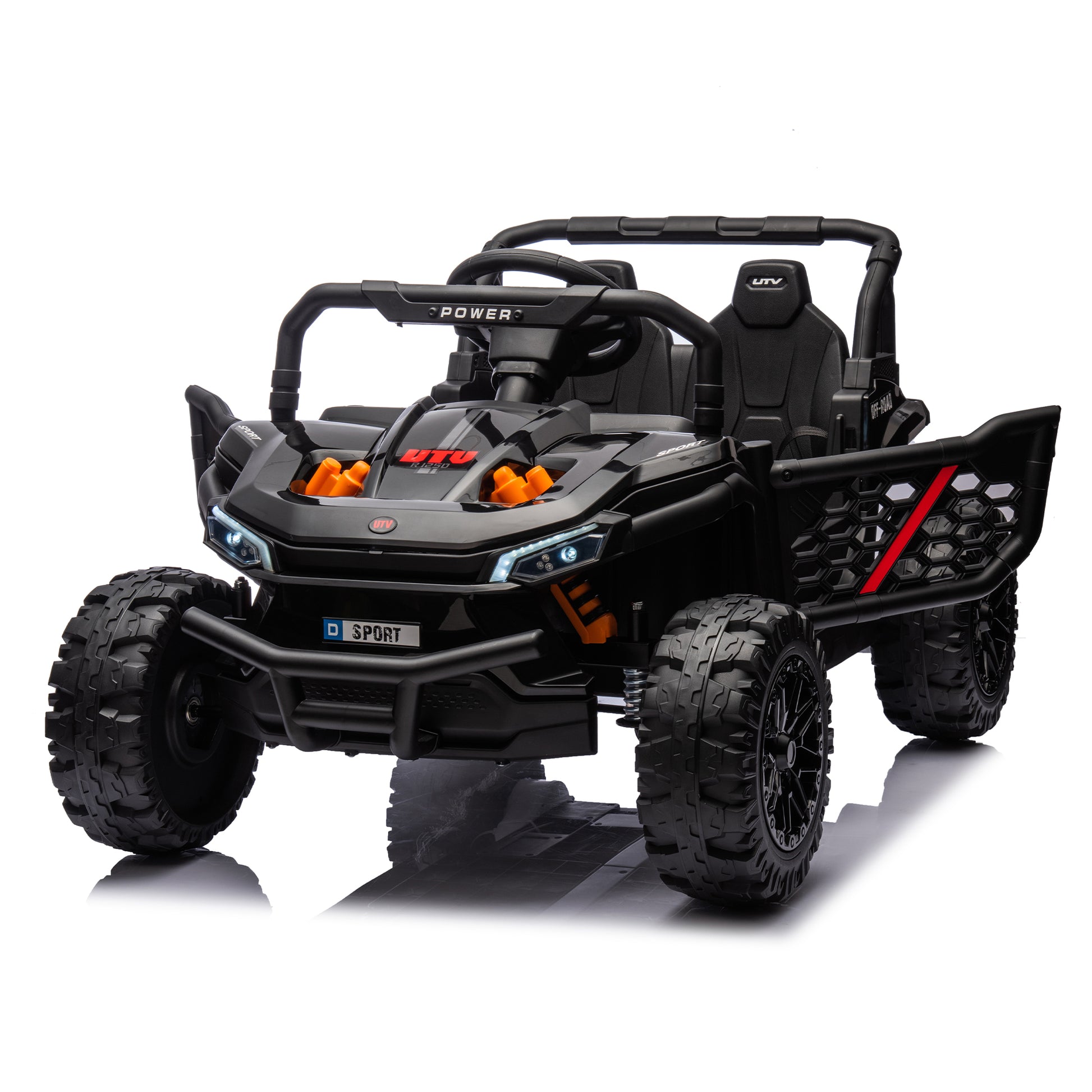 24V Kids Ride On Utv,Electric Toy For Kids W Parents Remote Control,Four Wheel Suspension,Low Start,Adjustable Speed,Multimedia Player,Early Education,Bluetooth,Rear Storage Space For Kids Aged 3 . Black 50 99 Lbs Polypropylene