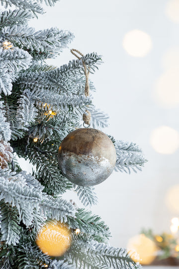 D4" Christmas Ball Ornaments, Wood Decorative Hanging Ball Christmas Tree Ornaments For Holiday Party Decorations, Set Of 4 Brown Wood