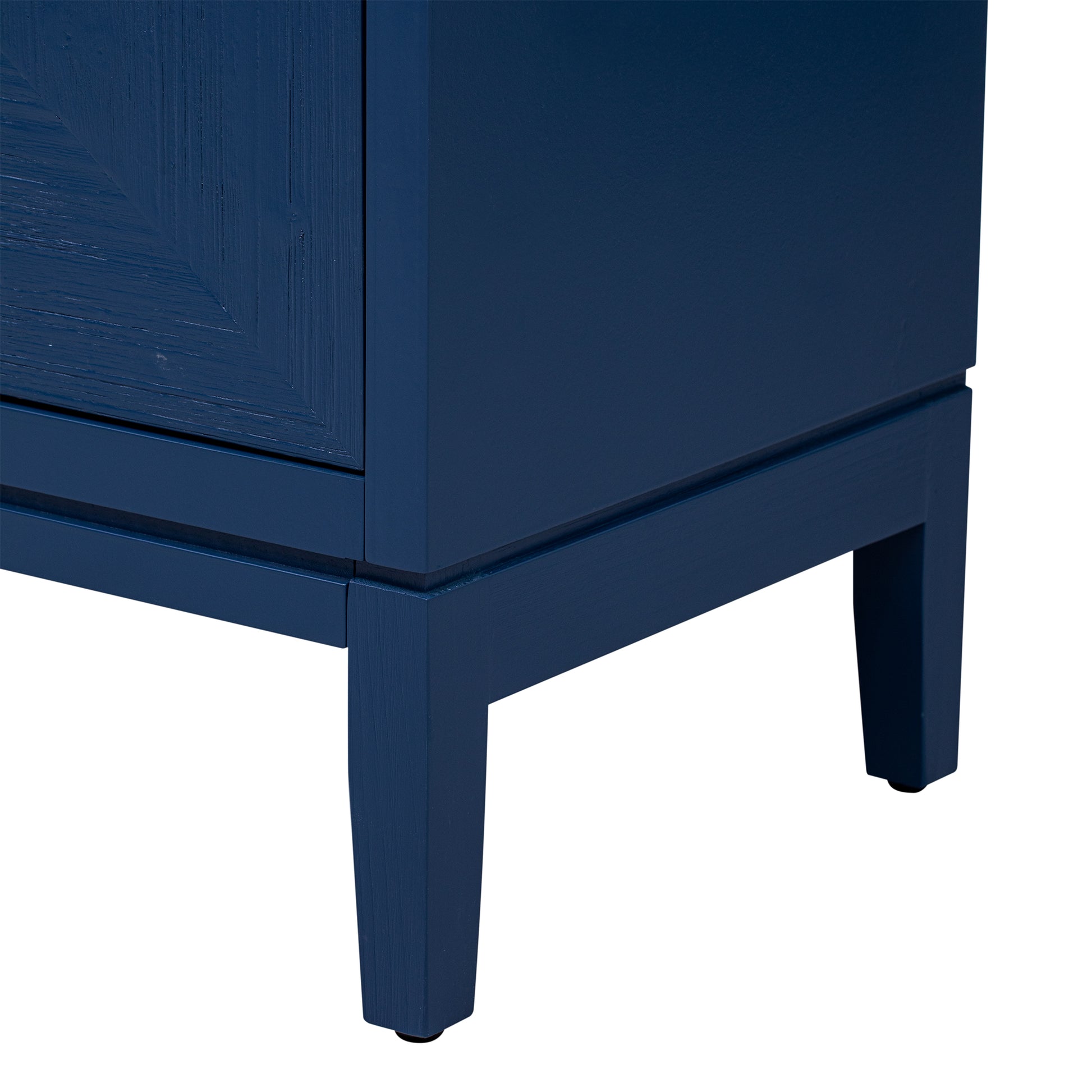 Versatile Four Door Sideboard With Brushed Doors And Fir Veneer,Featuring Elegant Handles,Perfect For Various Spaces. Navy Blue American Design Mdf