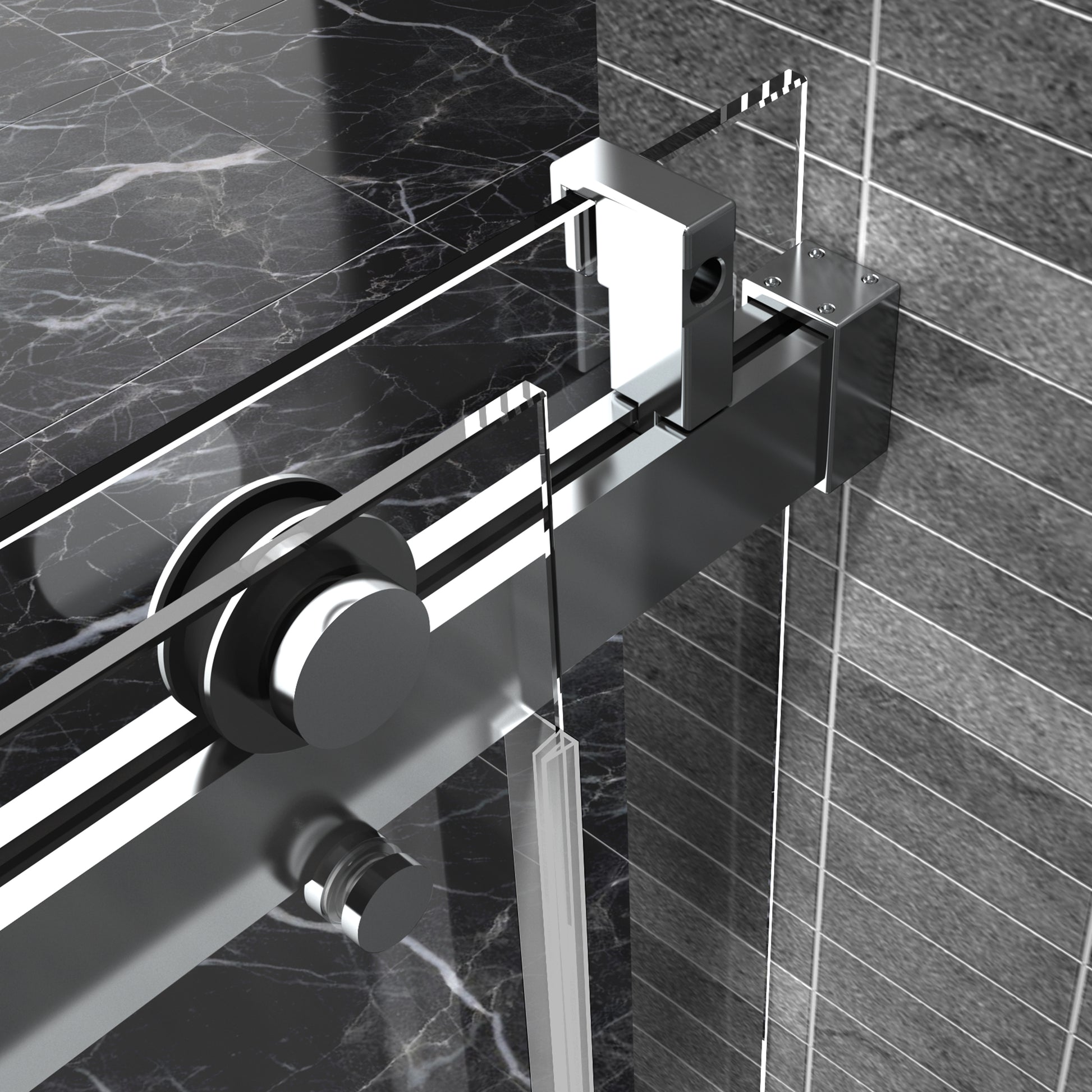 Top Rail Only, Stainless Steel Top Track With Buffer For Shower Door, 24D02P02 T60Chx Chrome Stainless Steel