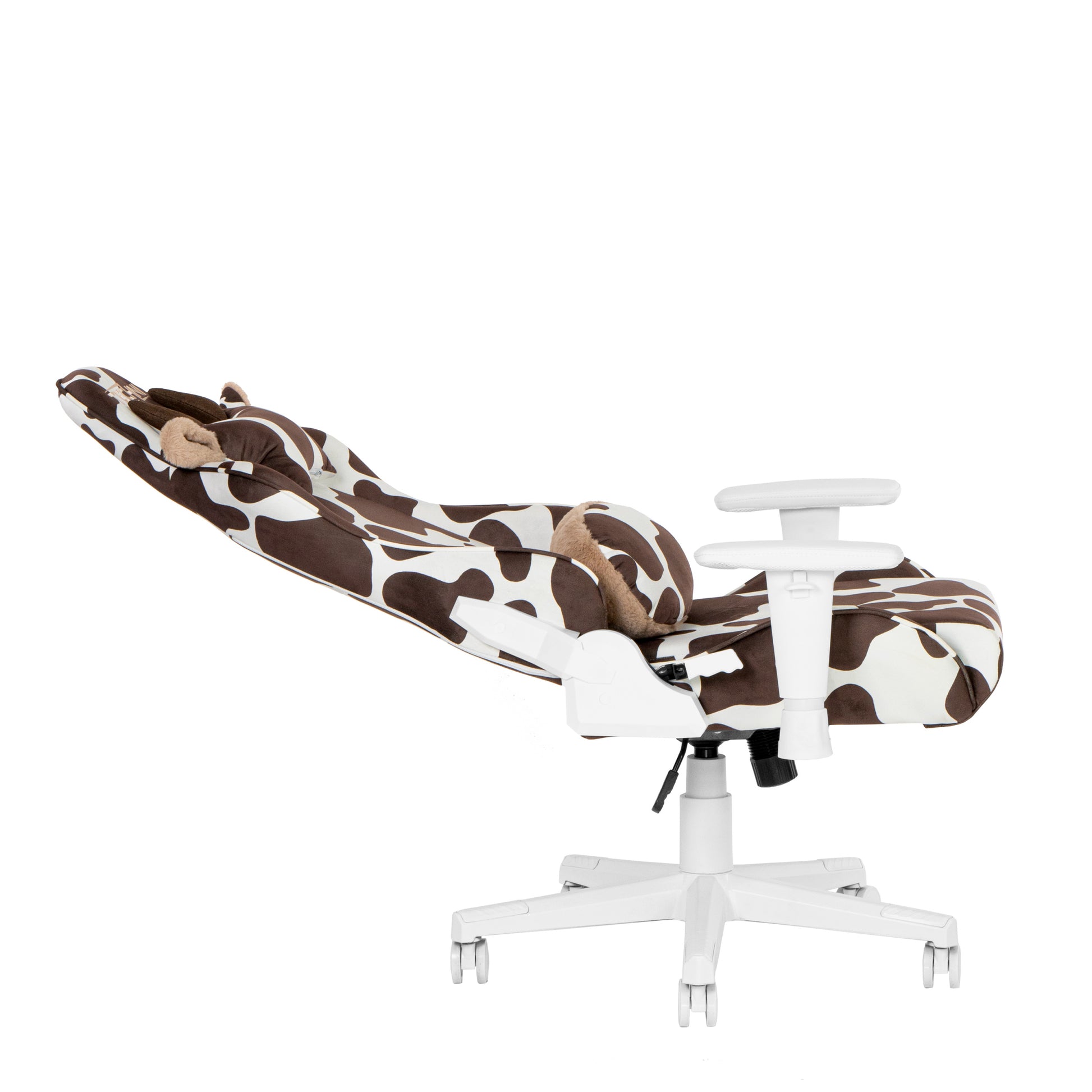 Techni Sport Ts85 Brown Cow Series Gaming Chair Caster Nylon Brown Office Spot Clean Rectangular Modern Handle Office Chairs Solid Back Fabric Metal