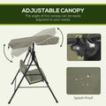 Outsunny 3 Seat Outdoor Patio Swing Chair With Removable Cushion, Steel Frame Stand And Adjustable Tilt Canopy For Patio, Garden, Poolside, Balcony, Backyard, Beige & Green Multicolor Steel