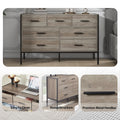 Wood Dresser With 7 Drawers, Wooden Storage Closet For Bedroom, Solid Clothes Cabinet With Sturdy Steel Frame, 48.58