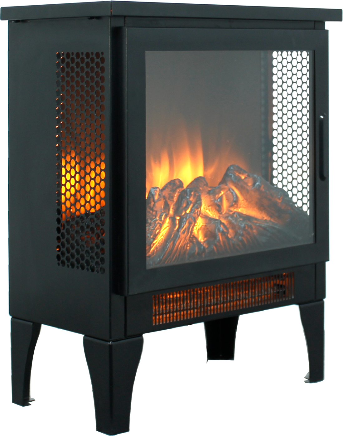 15 Inch 3D Flame Electric Infrared Quartz Fireplace Stove Without Remote Control Powder Coated Electric Yes Antique Black Vent Free No Freestanding Tempered Glass Sheet Metal Electric