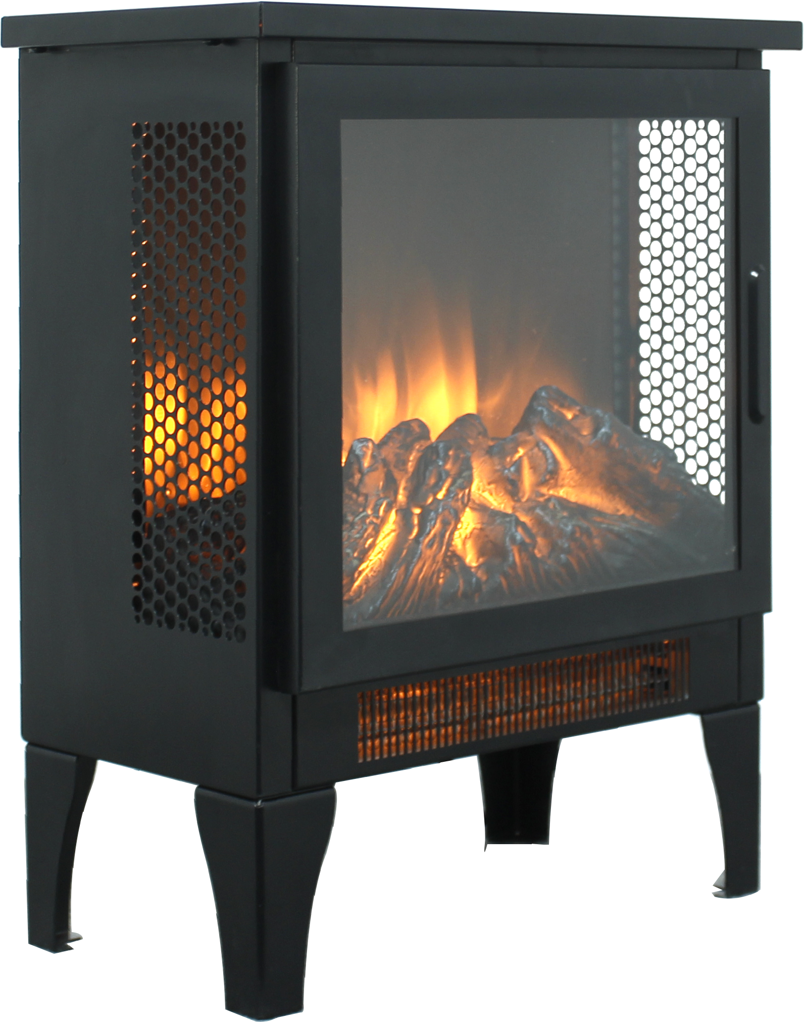 15 Inch 3D Flame Electric Infrared Quartz Fireplace Stove Without Remote Control Powder Coated Electric Yes Antique Black Vent Free No Freestanding Tempered Glass Sheet Metal Electric
