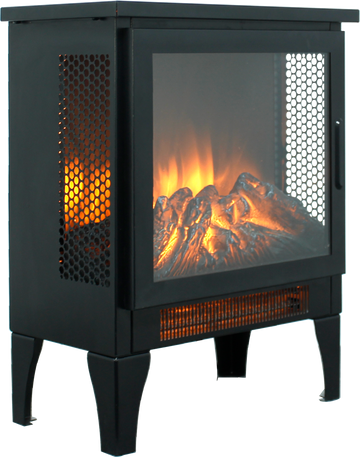 15 Inch 3D Flame Electric Infrared Quartz Fireplace Stove Without Remote Control Powder Coated Electric Yes Antique Black Vent Free No Freestanding Tempered Glass Sheet Metal Electric