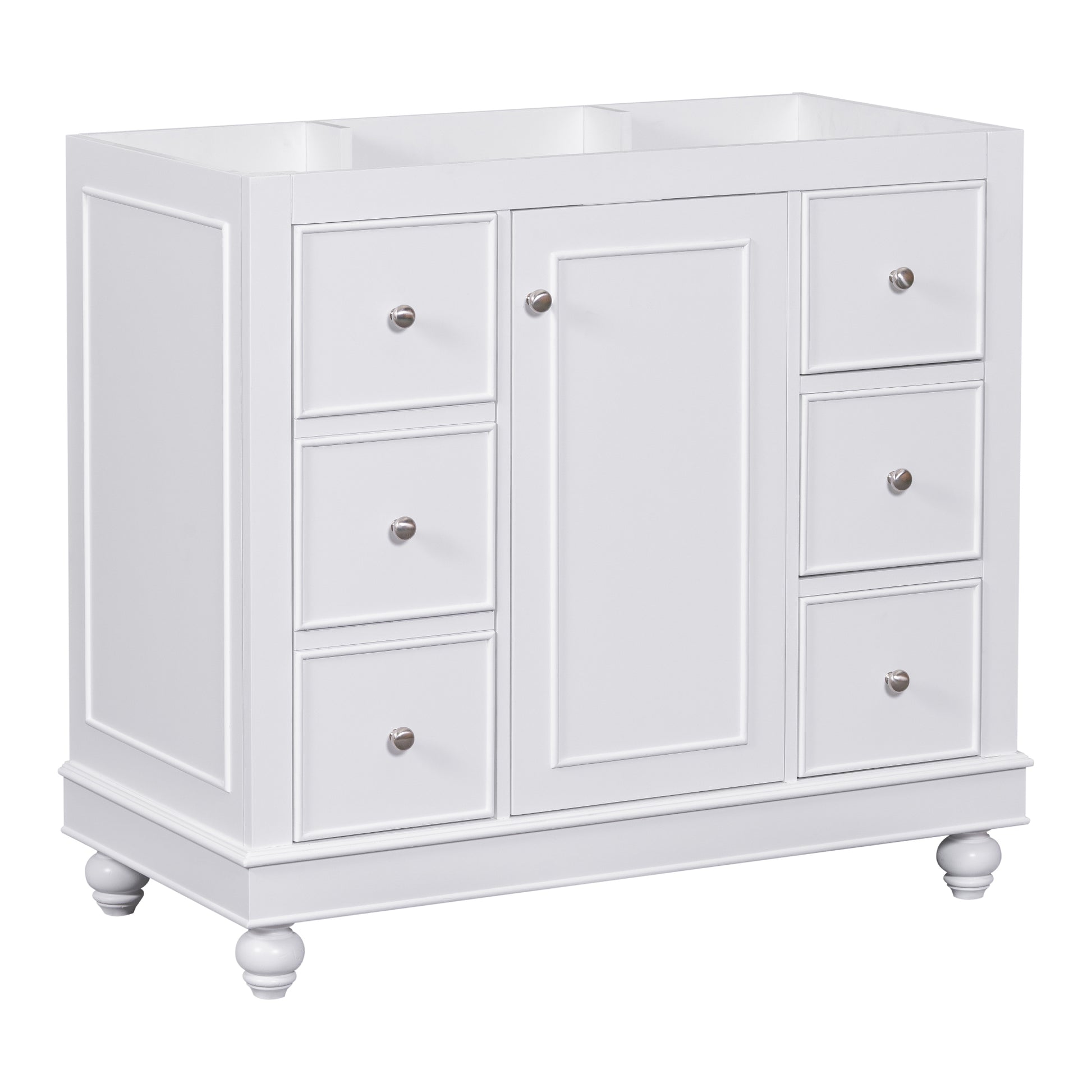 Cabinet Only 36" White Bathroom Vanity Sink Not Included White Solid Wood Mdf Resin