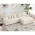 Arrived Oversized Two Piece Couches, L Shaped Sofa, Corduroy, Right Chaise Daybed,With Armrests,Eight Throw Pillows,Corner Sofa,Easy To Assemble, Beige Beige Polyester Wood Primary Living Space