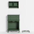 Pet Storage Cabinet With Wall Mounted Cabinet, 2 Drawers And Semi Open Space, Hidden Cat Litter Box, Multi Functional End Table Green Green Wood