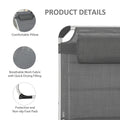 Outsunny Foldable Outdoor Chaise Lounge Chair, 5 Level Reclining Camping Tanning Chair With Aluminum Frame, Padding, And Headrest For Beach, Yard, Patio, Pool, Gray Gray Aluminium