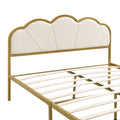 Full Size Metal Platform Bed With Upholstered Headboard And Footboard Box Spring Not Required Full Gold White Metal Bedroom Bed Frame Metal