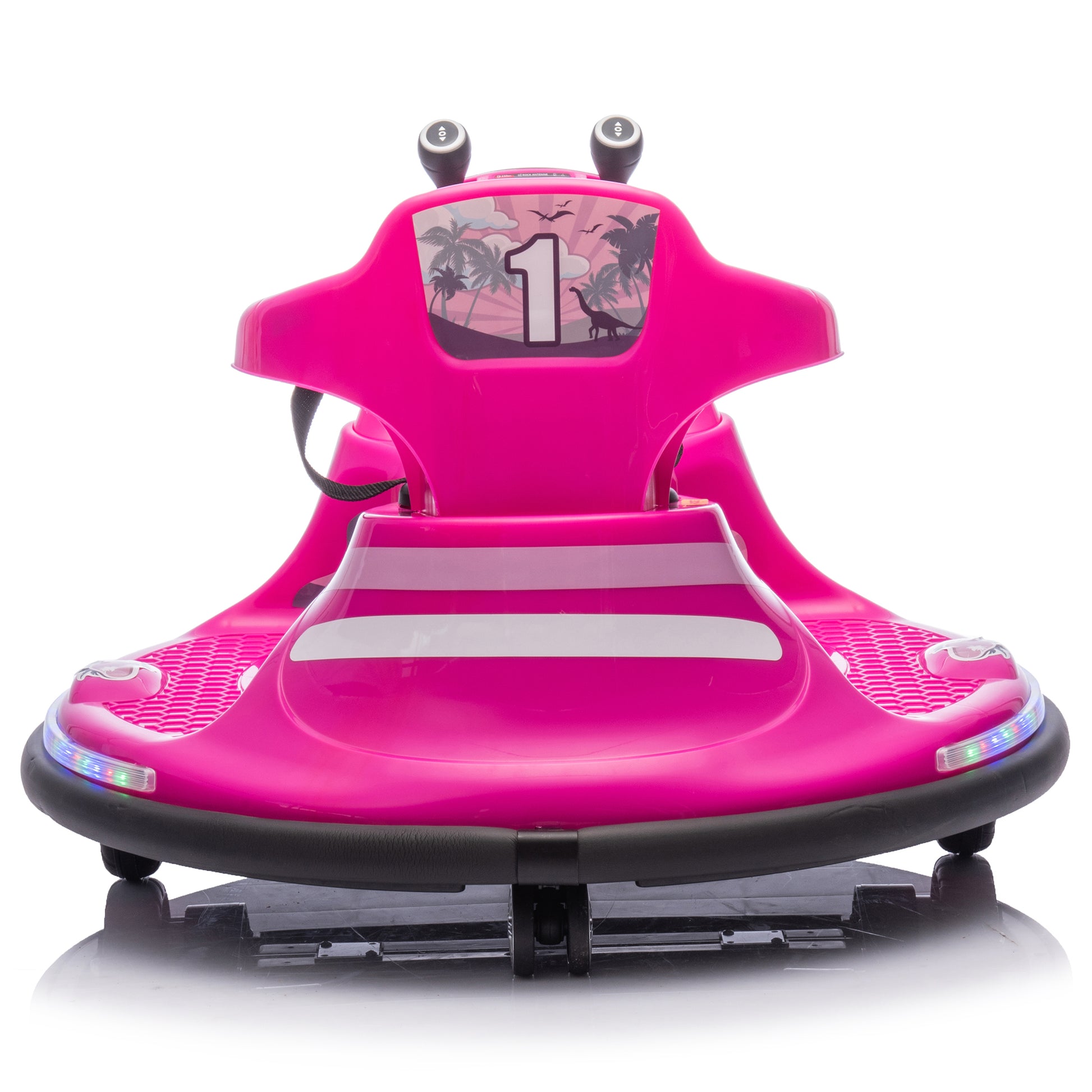 12V Kids Ride On Bumper Car W Parents Control,Rotate 360 Degrees,Two Handed Switch For Direction Control,Bumper Strip,Light Belt,Mp3 Music,Bluetooth,Provide A Speed Of 0.75Mph For Kids Of 2 5 Rose