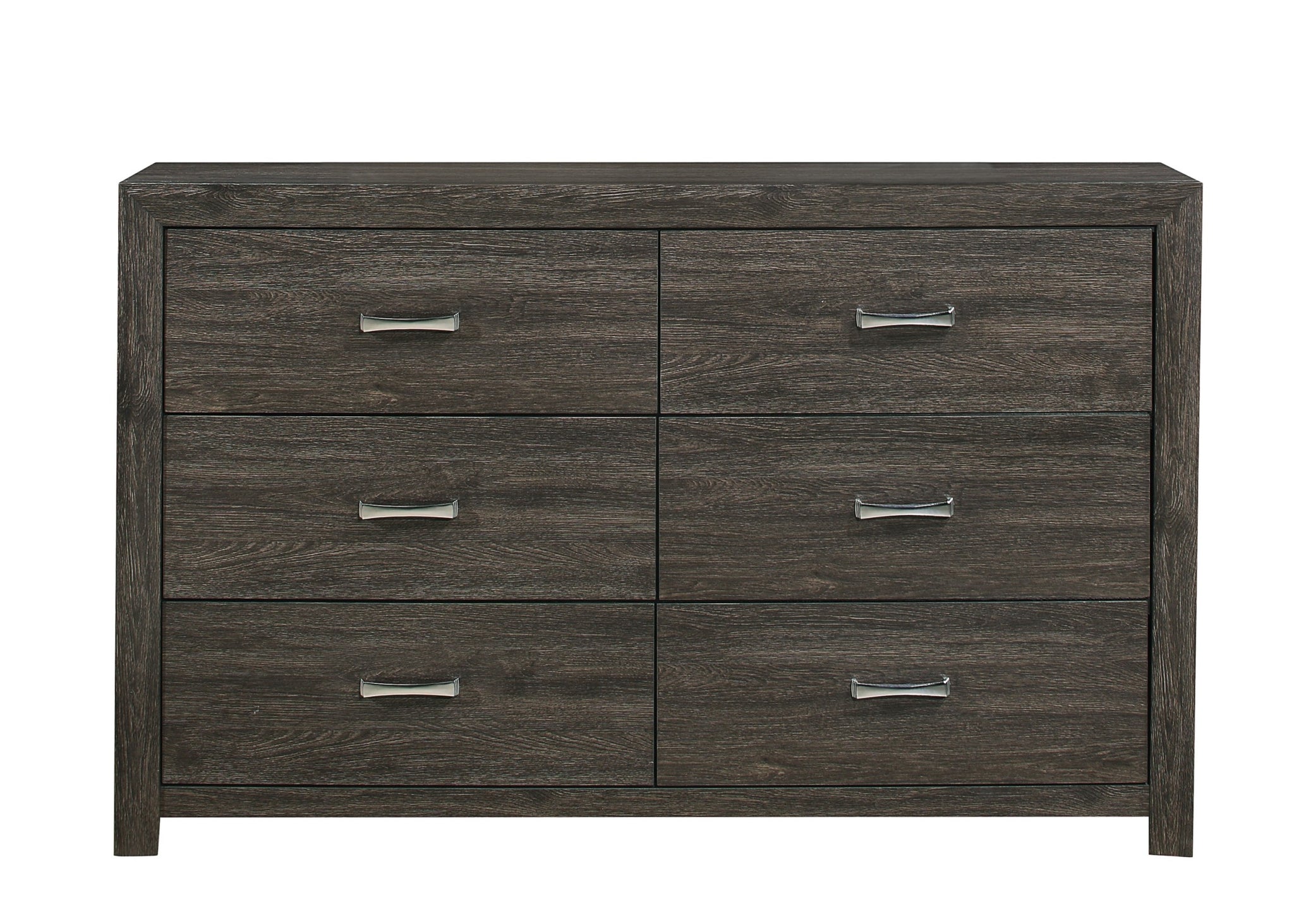 Dark Gray Finish 1Pc Dresser Of 6X Drawers Chrome Tone Handles Contemporary Design Bedroom Furniture Dark Gray Bedroom Contemporary Wood