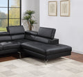 Black Color Sectional Couch 2Pc Set Living Room Furniture Faux Leather Right Facing Chaise And Left Facing Sofa Metal Legs Black Faux Leather Primary Living Space Classic,Contemporary,Modern L Shaped Faux Leather,Metal,Solid Wood 5 Seat