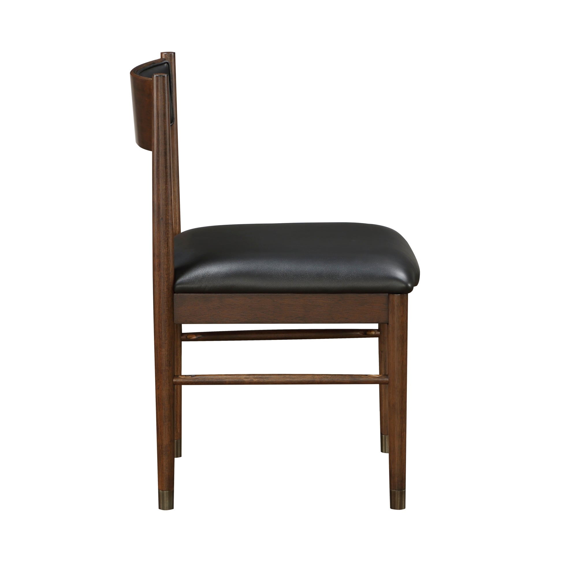 Black Leather Upholstered Side Chairs Set Of 2, Modern Contemporary Cherry Finish Wooden Furniture Dining Chairs Cherry Dining Room Contemporary,Modern,Transitional Wood