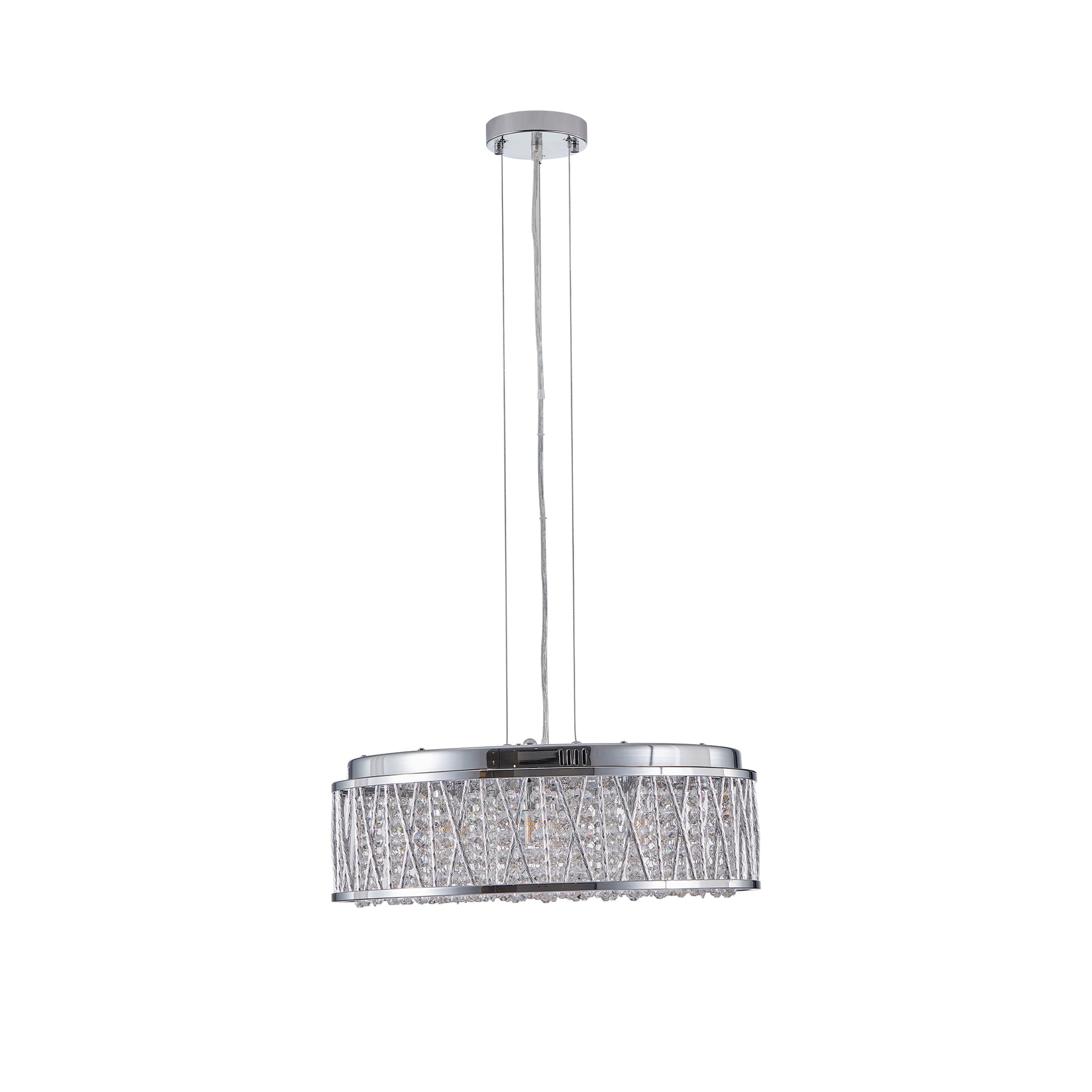 Modern Crystal Chandelier 18.9 Inches Aluminum Iron Round Ceiling Light Flush Mount Ceiling Light Fixture For Kitchen Island Dinning Bedrooms And Hallway Silver Clear Crystal Iron
