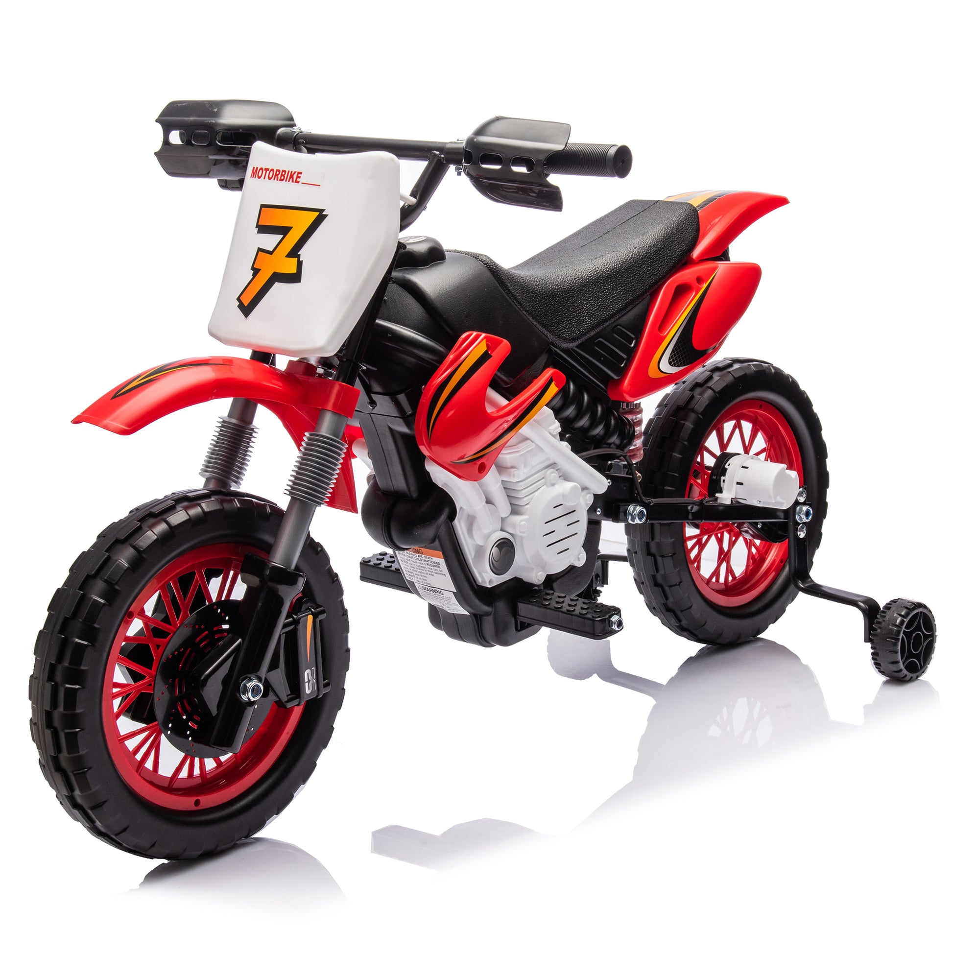 12V Kids Ride On Electric Toy Motorcycle,Rear Suspension,Twist Grip Throttle,Slow Start,Removable Training Wheels,Indie Music Box With Horn And Engine,Simulation Of Dirt Bike Modeling For Kids 3 8. Red 50 99 Lbs Polypropylene