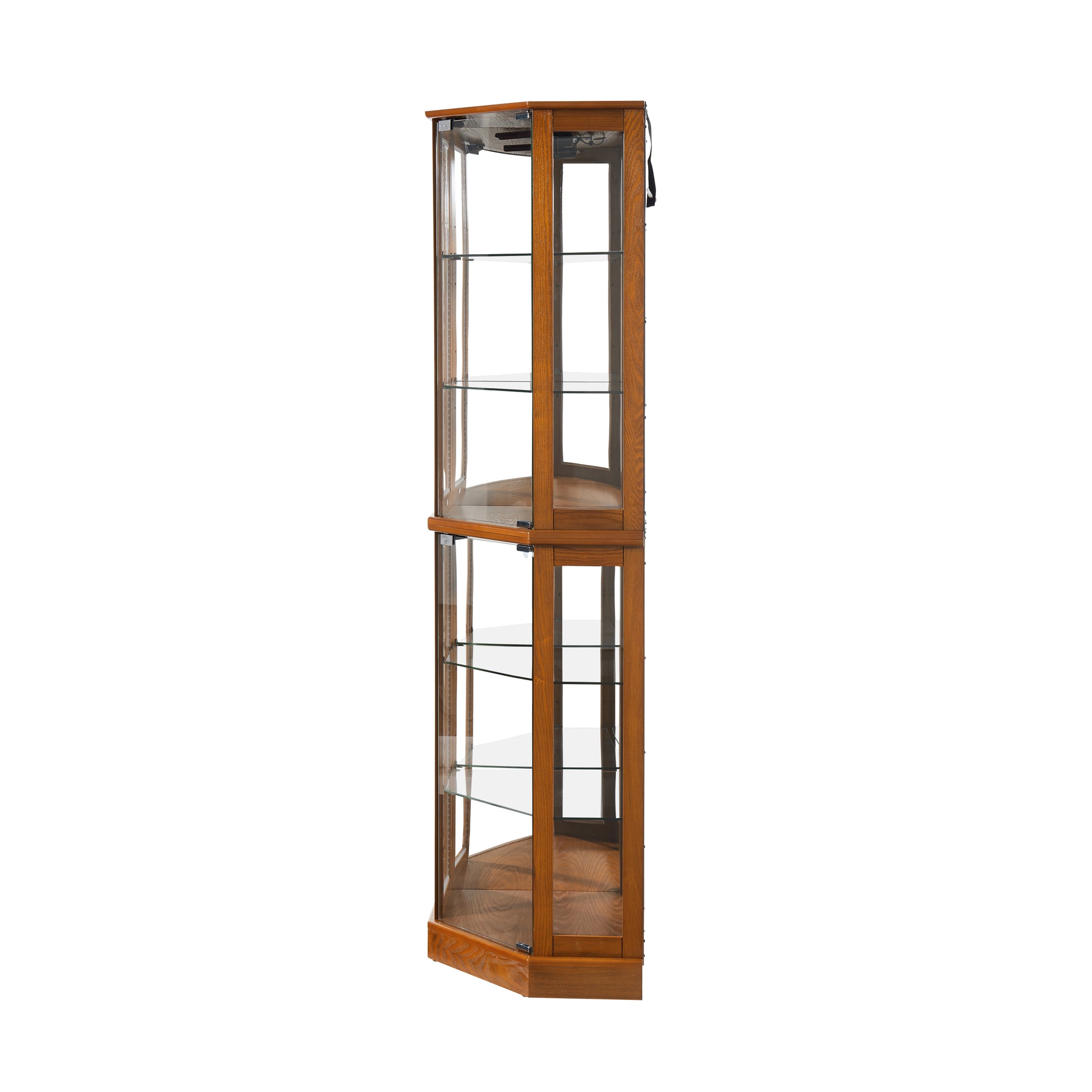 6 Shelf Corner Curio Display Cabinet With Lights, Mirrors And Adjustable Shelves, Oak E26 Light Bulb Not Included Oak Mdf