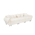 24005 Beige Teddy Wool Fabric With 3 Pillows, Three Seat Sofa Can Be Placed In Living Room And Other Scenes Beige Polyester Blend 3 Seat