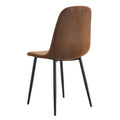 Table And Chair Set.Mdf Rectangular Dining Table, 6 Modern Medieval Style Restaurant Cushioned Side Chairs With With Soft Cushions And Black Metal Legs.Suitable For Restaurants, Living Rooms, Kitchen. Brown Seats 6 Mdf Metal