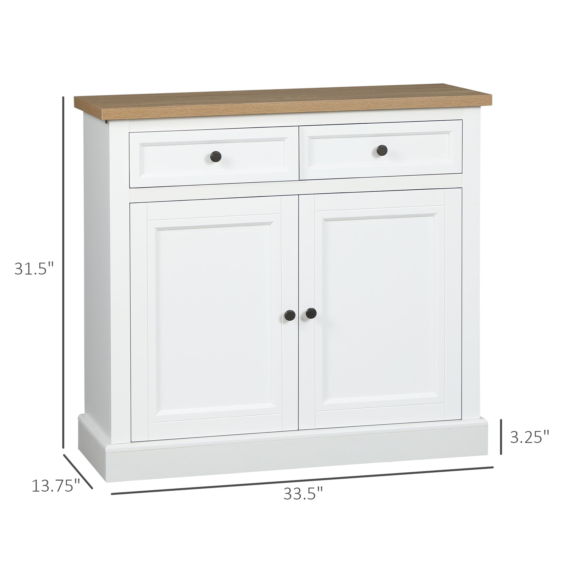 Homcom Sideboard Buffet Cabinet, Kitchen Cabinet, Coffee Bar Cabinet With 2 Drawers And Double Door Cupboard For Living Room, Entryway, White White Mdf