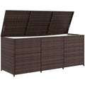 Outsunny 175 Gallon Outdoor Storage Box With Inner Liner, Pe Rattan Wicker Deck Box With Pneumatic Bar Lift For Indoor & Outdoor, Patio Furniture Cushions, Pool Toys, Garden Tools, Mixed Brown Brown Steel