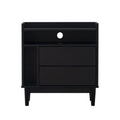 Mid Century Modern Solid Wood 2 Drawer Gallery Nightstand Black Black Mdf Pine