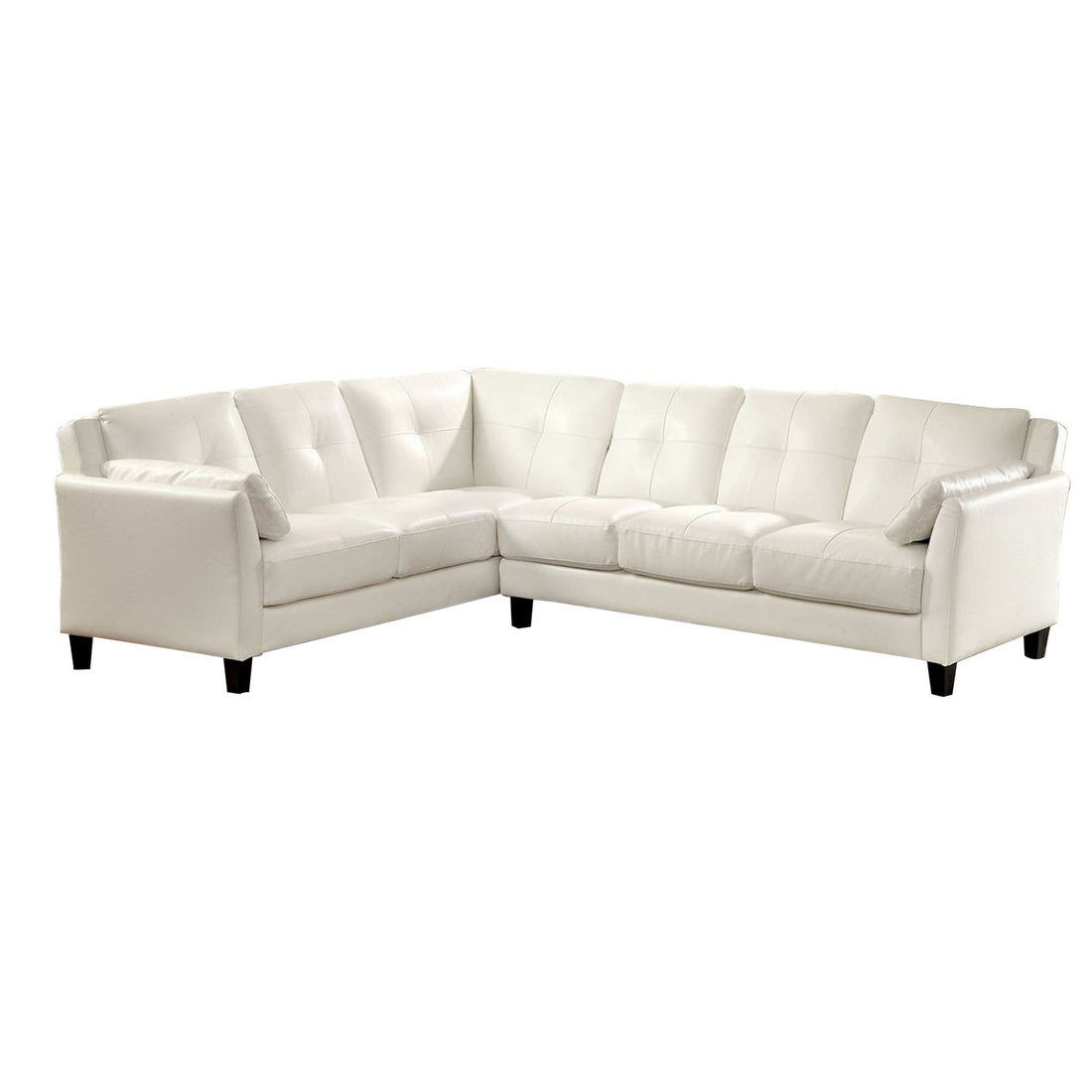 Sectional Sofa Withand Centre Tufted Stitching, White White Wood Fabric 6 Seat