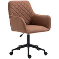 Vinsetto Mid Back Modern Home Office Chair Swivel Computer Desk Chair With Adjustable Height, Microfiber Cloth, Diamond Line Design, And Padded Armrests, Brown Brown Plastic