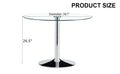 A Glass Tabletop With A Diameter Of 39.7 Inches And A Modern Minimalist Circular Dining Table With Electroplated Silver Metal Legs. Suitable For Restaurants, Living Rooms, And Conference Rooms.Dt