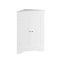 Floor Corner Cabinet With 2 Doors And Adjustable Shelves, Freestanding Narrow Cabinet Organizer, Corner Storage Cabinets For Bathroom, Kitchen, Living Room, Or Bedroom, White White 1 Mdf