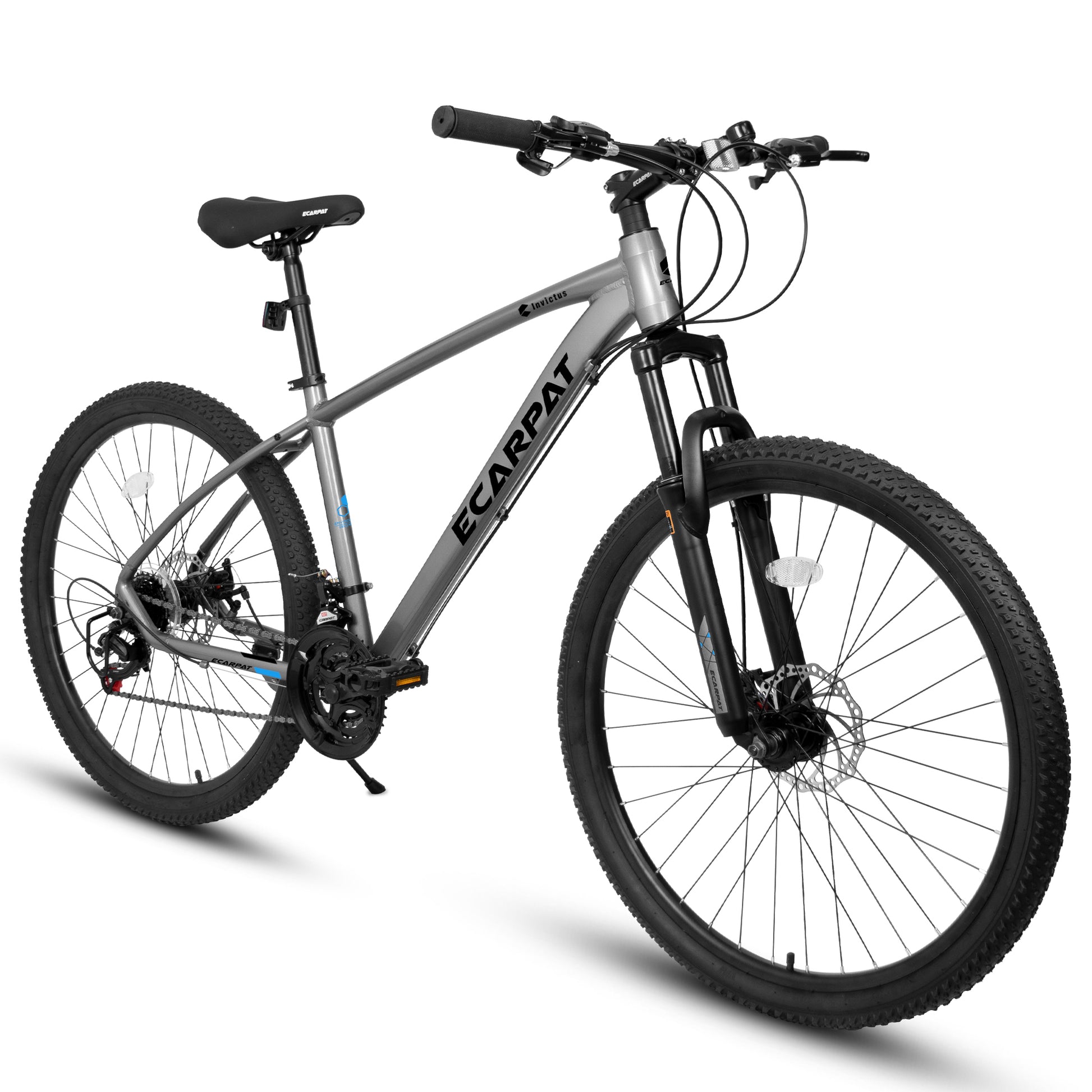 A2757 27 Inch Mountain Bike 21 Speed, Suspension Fork, Aluminum Frame Disc Brake, Mountain Biking For Both Men And Women. Grey Aluminium