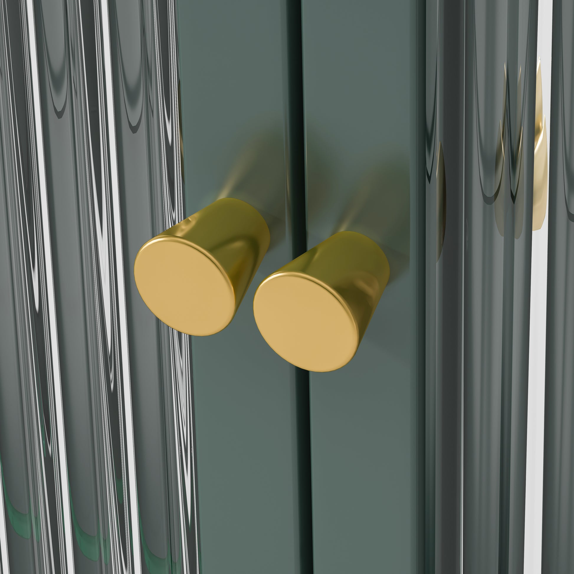 3 Door Arched Wall Mounted Glass Cabinets For Kitchen, Living Room And Bathroom Dark Green Dark Green Glass Metal